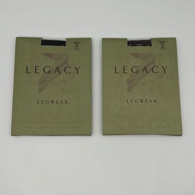 Legacy Tights Womens Size D Bodyshaping Microfiber Lot of 2 Pairs Black Brown